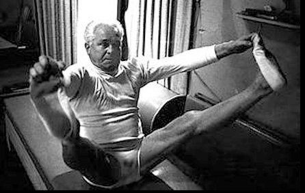 Joseph Pilates demostrating Pilates exercise. 