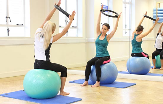 Pilates group session during a dance class.